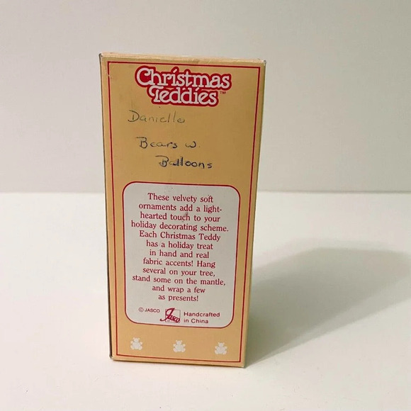 Vintage Jasco Flocked Velvet Christmas Teddies 4 Inch Hanging Tree Ornament - Picture 9 of 16